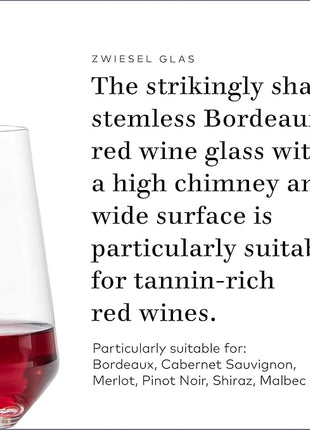 ZWIESEL GLAS Pure Stemless Bordeaux Glass (Set of 6), Red Wine Tumbler for Bordeaux, Dishwasher-Safe Machine-Made Tritan Crystal Glasses, Made in Germany (18.5 Ounce)
