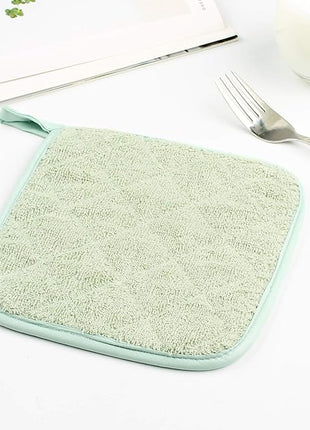 100% Cotton Kitchen Everyday Basic Terry Pot Holder Heat Resistant Coaster Potholder for Cooking and Baking Set of 5 Mint Green