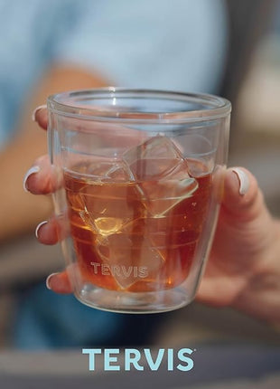 Tervis Clear & Colorful Tabletop 12oz Made in USA Double Walled Insulated Tumbler Travel Cup Keeps Drinks Cold & Hot, 12oz - 4pk, Clear