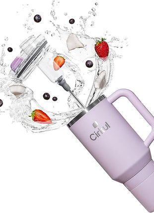 Cirkul 40oz. Lilac Stainless Steel Tumbler with Handle, All-Day StrawSip™, Double-Wall Insulated