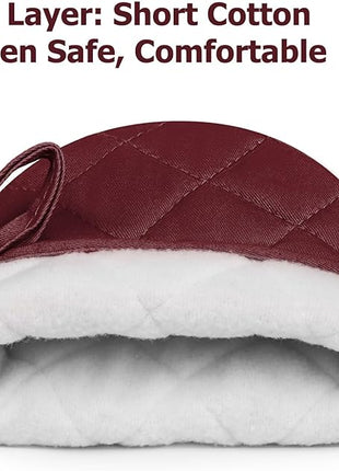 1 Pair Short Oven Mitts, Heat Resistant Silicone Kitchen Mini Oven Mitts for 500 Degrees, Non-Slip Grip Surfaces and Hanging Loop Gloves, Baking Grilling Barbecue Microwave Machine Washable