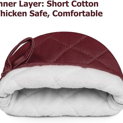 1 Pair Short Oven Mitts, Heat Resistant Silicone Kitchen Mini Oven Mitts for 500 Degrees, Non-Slip Grip Surfaces and Hanging Loop Gloves, Baking Grilling Barbecue Microwave Machine Washable