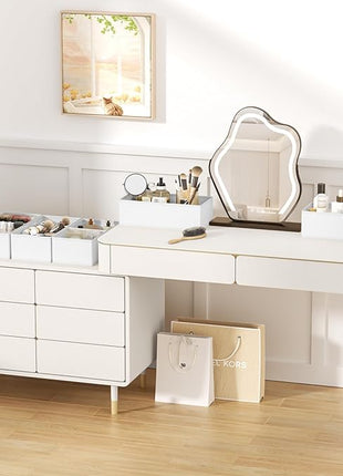 DIMJ Drawer Organizer Clothes, 8 Pack Dresser Organizer, Foldable Closet Organizers and Storage, Fabric Dresser Bins, Drawer Dividers for Nursery, Baby Clothes, Underwears, Sock (white)