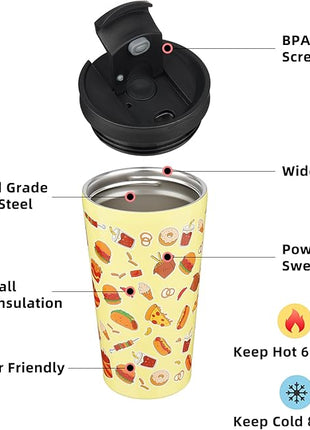 BJPKPK 18oz Tumbler With lid And Straw Stainless Steel Travel Coffee Mug Insulated Tumblers Cups,Yummy
