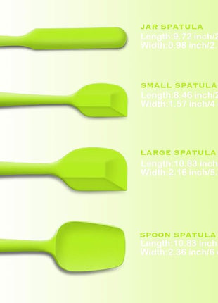 4 Piece Silicone Spatula Set, Flexible Heat Resistant Non-scratch Baking Cooking Rubber Spatulas with Stainless Steel Core, Green