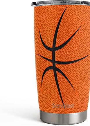 SANDJEST Basketball Tumbler 20oz Stainless Steel Insulated, Travel Coffee Cup, Sport Tumblers Gifts for Basketball Lovers, Men Women, Coach, Birthday, Christmas