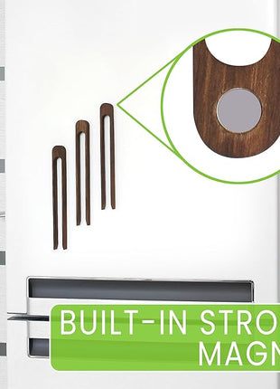 2 Pcs Magnetic Walnut Wooden Toaster Tongs | 8.7-Inch Kitchen Tongs for Cooking, Bread, Bacon, Bagels, and Muffins | Non-Toxic Design, Perfect Bamboo Alternative, Perfect for Toaster, BBQ & Grilling