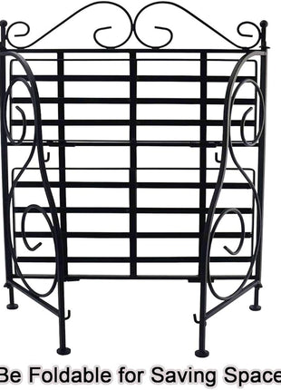 Sunnyglade Spice Rack, 2-Tier Foldable Shelf Rack Kitchen Bathroom Countertop, 2-Tier Standing Storage Organizer Spice Jars Bottle Shelf Holder Rack -Black