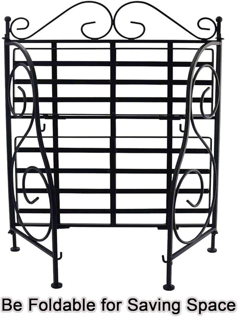 Sunnyglade Spice Rack, 2-Tier Foldable Shelf Rack Kitchen Bathroom Countertop, 2-Tier Standing Storage Organizer Spice Jars Bottle Shelf Holder Rack -Black