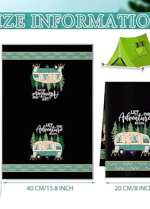 Boyiee 6 Pcs Camping Kitchen Towels Black Absorbent Dish Towels Bonfire Tent Car Tea Towels 24 x 16 Inches with Funny Sayings Novelty Gifts for Campers Happy Camper Camping Accessories for RV Campers