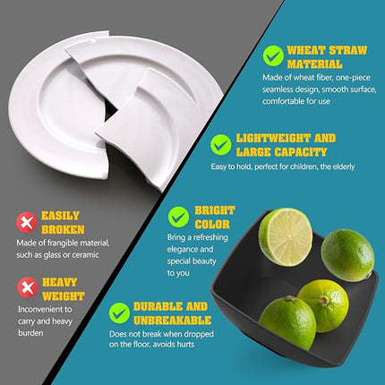 Teivio 32-piece Plastic Wheat Straw Square Dinnerware Set for 8, Unbreakable Dinner Plates, Salad Plates, Snack Bowls, Tumblers 20 oz, Dishwasher Safe, Coastal Multicolor