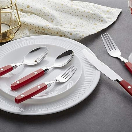 ANNOVA Silverware Set, Retro/Rivet Colorful Stainless Steel Tableware Kitchen Flatware Set Utensils, Includes Dinner Knives, Forks, Spoons, Salad Forks & Dessert Spoons (Red, 20 Pieces)