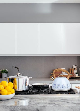 Tea Kettle, Toptier Teapot Whistling Kettle with Wood Pattern Handle Loud Whistle, Food Grade Stainless Steel Tea Pot for Stovetops Induction Water Kettle, 2.7-Quart Blue Cat