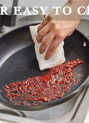 MsMk Small Frying pan, 8-inch Nonstick Durable Egg Omelet Skillet with Stay-Cool Handle, Limestone Non Stick Coating From GRE, 4mm Stainless Steel Base Induction, Oven Safe, Dishwasher Safe