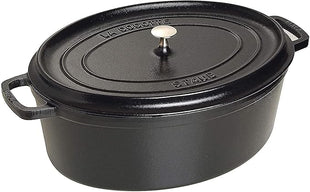 Staub La Cocotte Oval 40509-319 Pico Cocotte Oval Black 12.2 inches (31 cm) Large Two-Handed Cast Enameled Pot, Induction Compatible