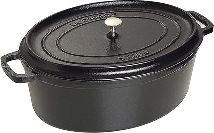 Staub La Cocotte Oval 40509-319 Pico Cocotte Oval Black 12.2 inches (31 cm) Large Two-Handed Cast Enameled Pot, Induction Compatible