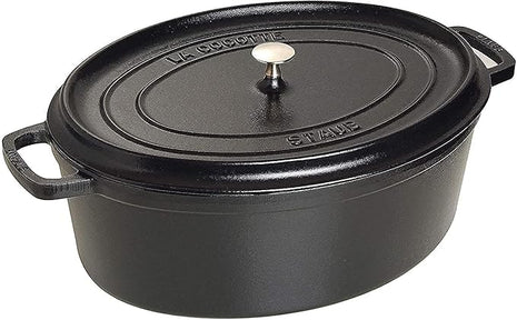Staub La Cocotte Oval 40509-319 Pico Cocotte Oval Black 12.2 inches (31 cm) Large Two-Handed Cast Enameled Pot, Induction Compatible