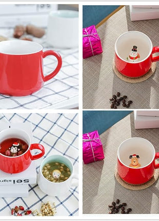 3D Christmas Coffee Mug 12 oz with Cow,Cute Cartoon Handmade Ceramics Cup,Christmas Birthday Surprise for Friends Family or Kids,Best Office Cups Morning Mugs (12 Cow)