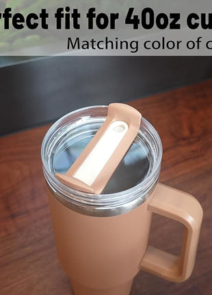 40 OZ Tumbler Lid Replacement Fit for Stanley Cup, 2 Pack Clear Replacement Lids Fit for Stanley Travel Tumbler, Spill Proof Tumbler Covers for Stanley Cup Accessories (Brown)