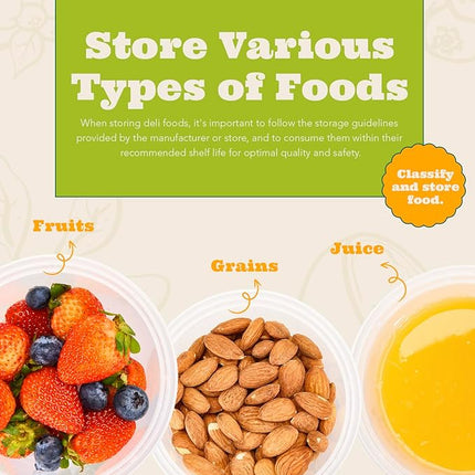 Glotoch 48 Pack (Mixed) 8 oz. and 16 oz. Plastic Containers with Lids, Leak Proof Deli Containers, Meal Prep Soup Containers, BPA Free, Reusable, Freezer Dishwasher Microwave Safe, Mixed sizes