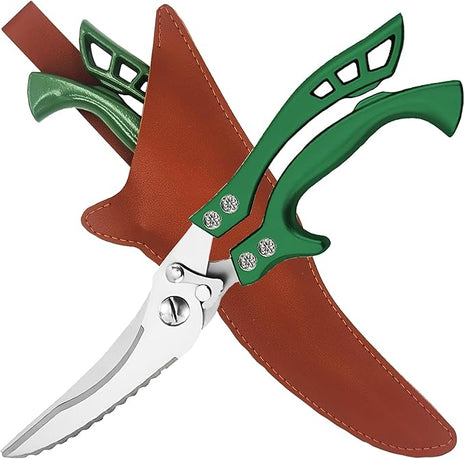 ANDONG Heavy Duty Poultry Shears, All-Purpose Kitchen Scissors for Food, Spatchcock Shears, Green