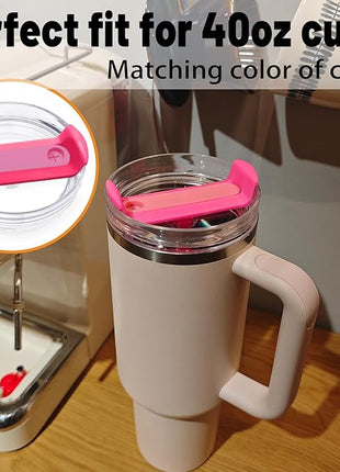 40 OZ Tumbler Lid Replacement Fit for Stanley Cup, 2 Pack Clear Replacement Lids Fit for Stanley Travel Tumbler, Spill Proof Tumbler Covers for Stanley Cup Accessories (Clear - Hot Pink)