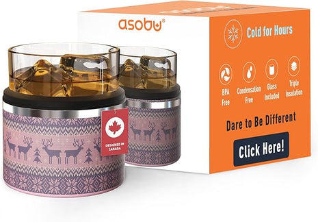 asobu Whiskey Sleeve Glass – Insulated Bourbon Tumbler with Premium Rocks Glass, BPA-Free, Double-Wall Stainless Steel, Keeps Drinks Cold Longer, 10.5oz