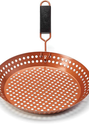 Outset QN77 Grill Skillet with Removable Soft-Grip Handle, Copper Non-Stick