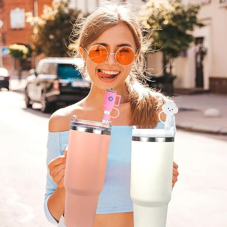 8P Straw Cover for Stanley Cup, Silicone Straw Topper for Stanley Cup 30&40oz with Tumblers, 10mm 0.4in Lid Accessories (Reusable)