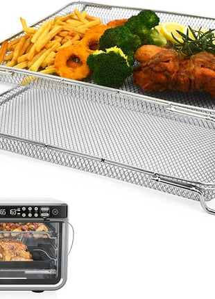 2PCS Air Fryer Oven Basket, Replacement Stainless Steel Baking Trays for Ninja Foodi DT201 DT251 10-in-1 Smart XL Air Fryer Oven, Mesh Dehydrating Basket Accessories