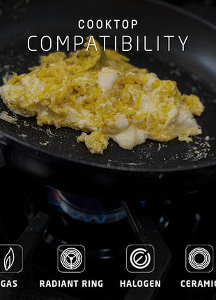 Swiss Diamond 9.5 Inch Frying Pan Nonstick Diamond Frying Pan, Aluminum Coated Skillet, Dishwasher Safe and Oven Safe Fry Pans with Stainless Steel Handle, Grey