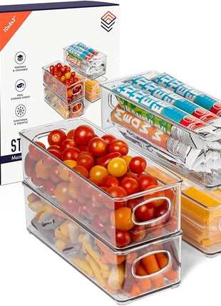 ClearSpace Plastic Pantry Organization and Food Storage Bin – Great Kitchen Storage – Fridge Organizer Bins – 4 Pack