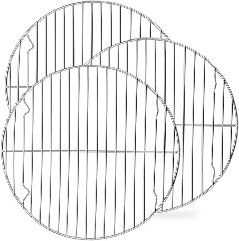 P&P CHEF Round Cooking Rack, 3 Pcs Stainless Steel Baking Cooling Steaming Grilling Rack, Fits Air Fryer/Stockpot/Pressure Cooker/Round Cake Pan, Oven & Dishwasher Safe (10.5 Inch)