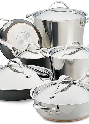 Anolon Stainless Steel & Hard Anodized Aluminum, Cookware Set (11 Piece)