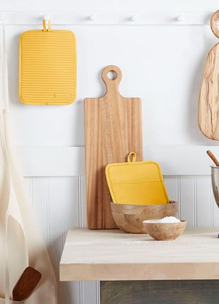 KitchenAid Ribbed Soft Silicone Pot Holder 2-Pack Set, Orange Sorbet, 7"x9"