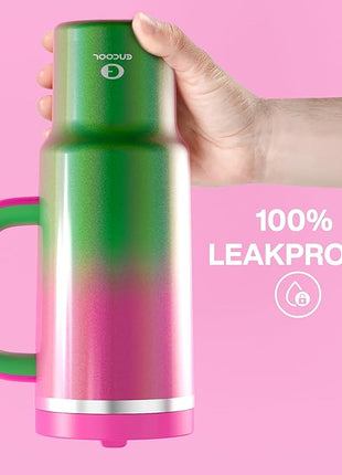 40 oz Tumbler with Handle and Straw: Stainless Steel Insulated Tumbler Keeps Cold for 24 Hours, Leakproof Travel Cup Fits in Cup Holder and BPA-Free, Fuchsia