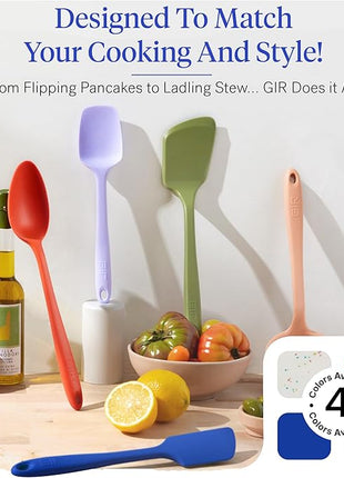 GIR: Get It Right - 5 Piece Essentials All Purpose Set - Ladle, Spatula, Flip, Spoon & Spoonula, Non-stick, Heat Resistant, Dishwasher Safe, Kitchen Utensils, Baking Supplies - Royal Blue