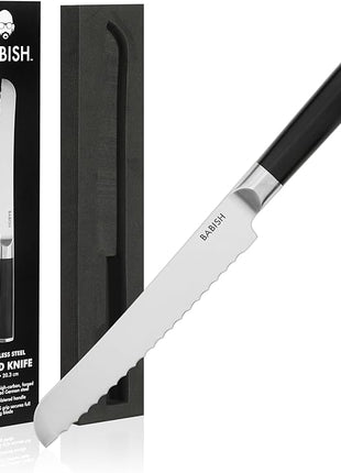 Babish 8-Inch Bread Knife – High-Carbon 1.4116 German Steel Kitchen Knife – Professional Serrated Cutlery for Slicing Bread and Baked Goods