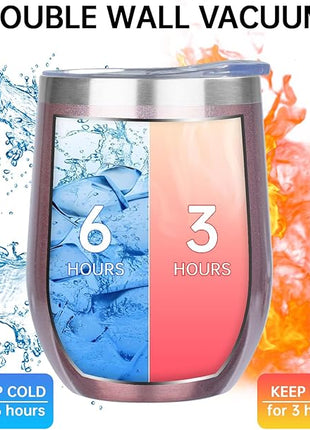 MEZMUT 12oz Insulated Wine Tumbler with Lid Double Wall Vacuum Stainless Steel Wine Glass Coffee Mug Insulated Tumbler Cup for Champaign, Cocktail, Beer (Multi,4 Pack)