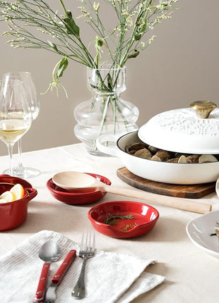 LE TAUCI Ceramic Spoon Rest, 4.8 Inch Spoon Rest for Stove Top, Spoon Holder for Kitchen Counter, Coffee Spoon rest, Utensil Rest for Cooking, Red