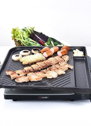 COOKKING - Master Grill Pro, Korean Traditional BBQ Grill Pan - Stovetop Nonstick Indoor/Outdoor Smokeless BBQ Cast Aluminum Grill Pan (MasterGrill Pro)
