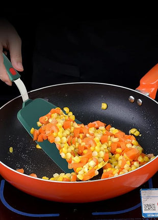 Silicone Spatula Set of 2 for Nonstick Cookware,Tenta Tenta Kitchen Slotted Angle Round Pancake Spatulas 600°F Heat Resistant Classic Rubber Spatula Set For Cooking-Dark Blue