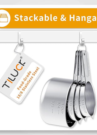 TILUCK Stainless Steel Measuring Cups & Spoons Set, Cups and Spoons,Kitchen Gadgets for Cooking & Baking (10)