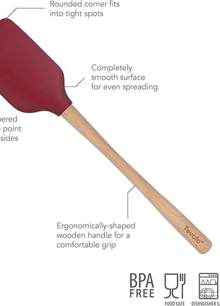 Tovolo Silicone Spatula with Wooden Handle Set of 5 Piece Silicone Kitchen Utensil Set Spoonula Jar Scraper Mini Spatula and Spoonula for Cooking Baking Mixing Folding Cayenne Red