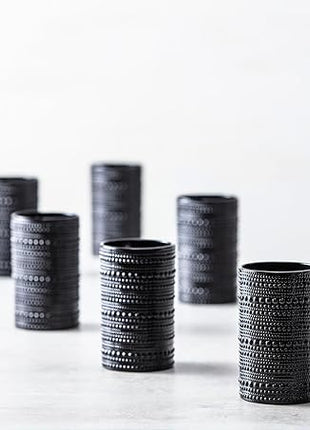 Fortessa Jupiter Beaded Hobnail Glass, 13 Ounce Iced Beverage (Set of 6), Obsidian Black