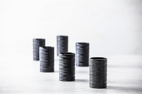 Fortessa Jupiter Beaded Hobnail Glass, 13 Ounce Iced Beverage (Set of 6), Obsidian Black