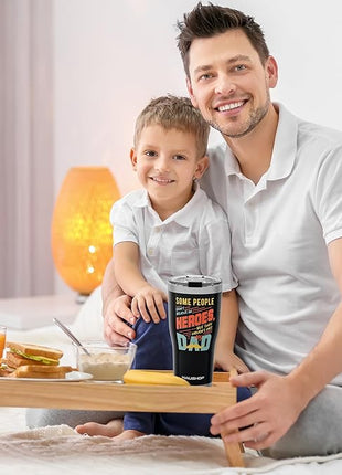 HAUSHOF Dad Gifts Tumbler 20oz Stainless Steel, Birthday Gifts for Father/Husband/Men from Daughter, Son, Kids, Wife - Heroes Dad, Black