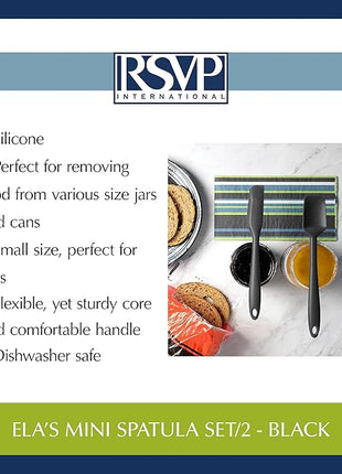RSVP International (EMS-WH) Ela's Favorite Silicone Spatula, Black, 8" | BPA-Free Silicone | Scrape Batters, Flip Eggs, Ice Cakes, & More | Dishwasher Safe & Heat Resistant | Cooking, Baking & More