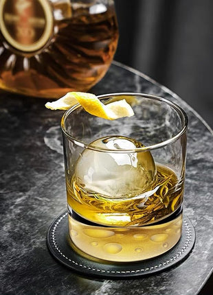 Creative Moonbottom Whiskey Glasses Set of 4, Old Fashioned and Cocktail Glasses (Frosted bottom set of 4), gift for amateur astronomer