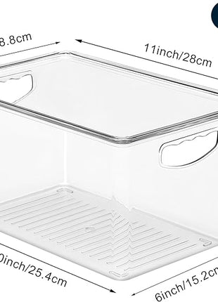 theaoo Clear Storage Bins with Lids Stackable - Large Plastic Containers for Pantry Organization and Storage - Perfect for Kitchen,Fridge,Laundry Room,Bathroom,Garage,Closet,Cabinet Organizer - 6 Pack